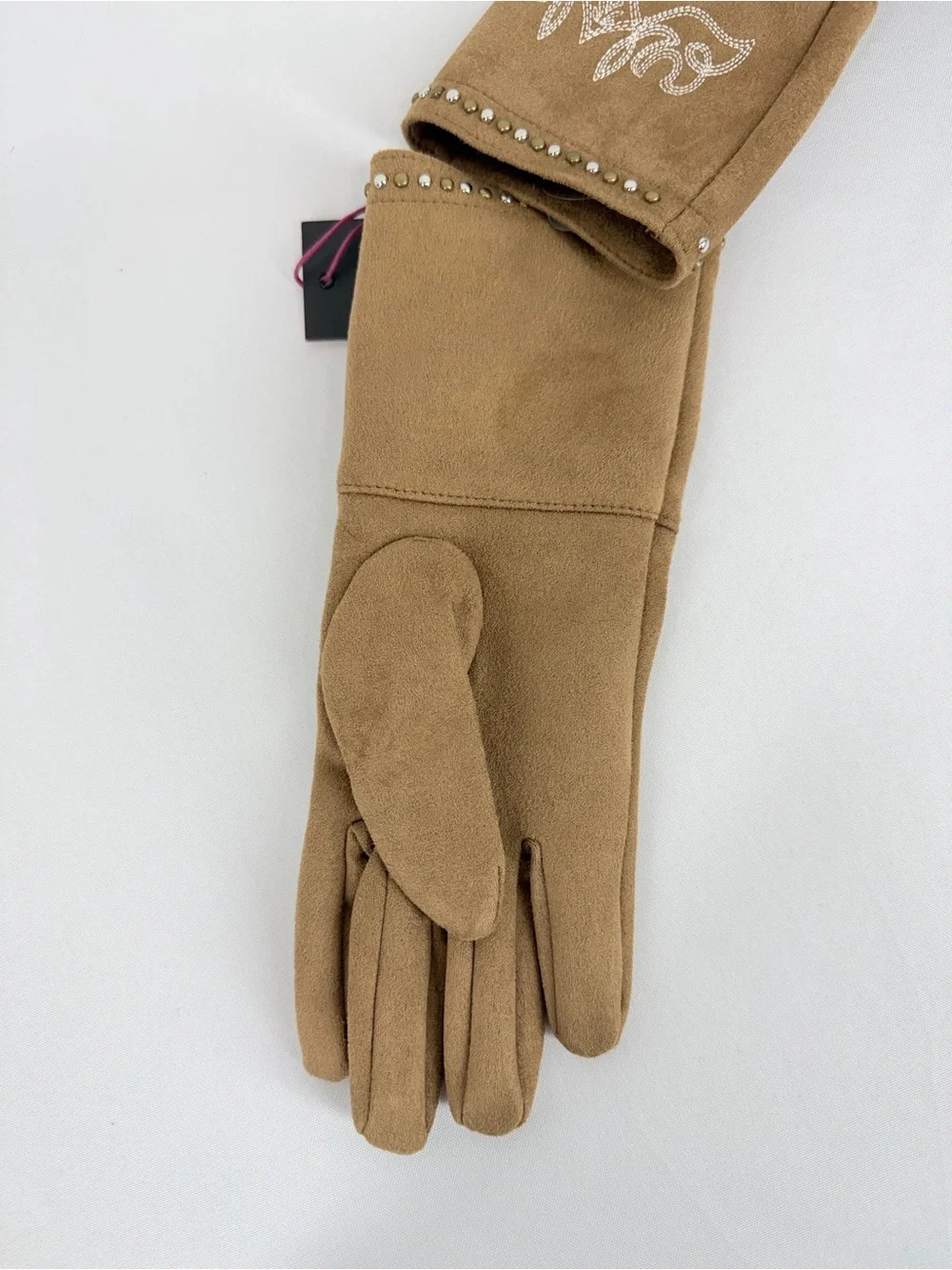 IDYLLWIND by Miranda Lambert Brown Faux Suede Studded Gloves New